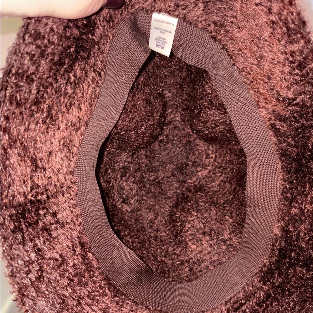 Jaclyn Smith Chenille Fuzzy Knit Brown Bucket Hat OSFM